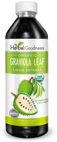 Herbal Goodness Soursop Graviola Liquid Drops 12 Fl Oz - 15X Strength Organic Guanábana Soursop Leaves Extract for Gut Health Cell &amp Immune Support Serene Soursop Drops - Vegan Non-GMO Made in