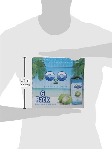 C2O Pure Coconut Water | Plant Based | Non-GMO | No Added Sugar | Essential Electrolytes | 1 Liter (Pack of 6)