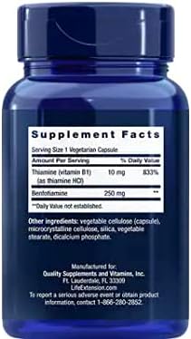 Life Extension Mega Benfotiamine Capsule 250 Mg 120 Vegetarian Capsules 2 Bottles