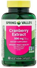 Spring Valley Cranberry Extract Vegetarian Capsules 500mg 60 Count + Dri Store Sticker.