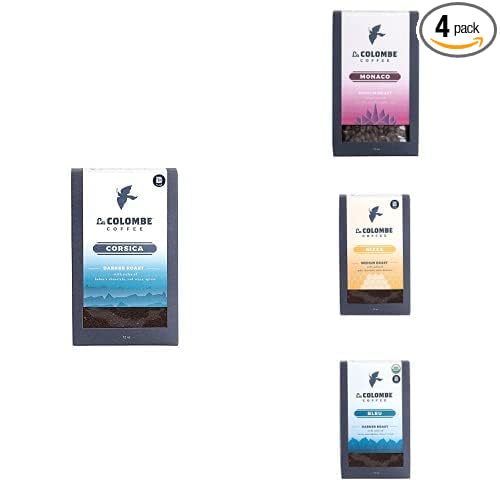 La Colombe Sampler Variety Pack Medium and Dark Roast Drip Grind Ground Coffee 4 Packs of 12 Ounce Coffees Corsica Monaco Nizza and Bleu