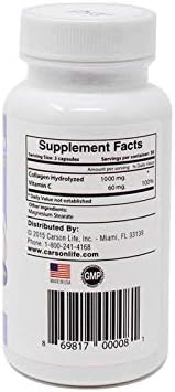 Carson Life Collagen with Vitamin C (2 Pack) - Hydrolyzed Collagen Supplement - Supports Hair Skin &amp Nails - Dietary Supplement - Made in USA - 60 Capsules Each