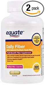 Multi-Benefit Natural Psyllium Husk Fiber 300 Capsules (Pack of 2)