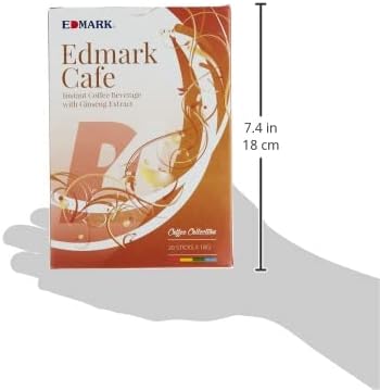 EDMARK Ginseng Coffee Pods | Arabica Coffee Blend Infused w/Ginseng | Supports Energy Focus Vitality &amp Overall Wellness | Low Sugar Aspartame-Free Instant Coffee | 20 Sachets x 18g Enjoy Anytim