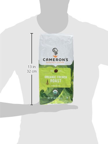 Cameron's Coffee Roasted Whole Bean Coffee Organic French Roast 28 Ounce (Pack of 2)