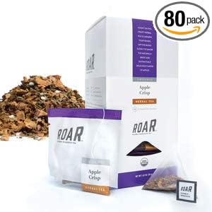 ROAR Organic Apple Crisp Herbal Tea Pyramid Bags 80 count (4 Boxes of 20 Bags Each) Naturally Caffeine Free