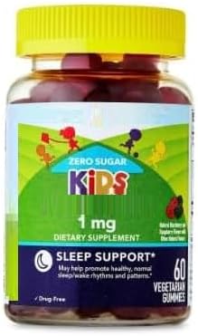 SEDLAV Zero Sugar Kids Melatonin Sleep Support Dietary Supplement Gummies Raspberry and BlackBerry 1 mg 120 Count Sticker Zero Sugar Supplement Designed for Nighttime Use