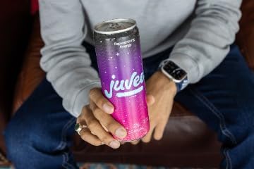 Juvee Rejuvenating Energy Drink – 12 oz Cans (12-Pack) – Sugar Free 128mg Natural Caffeine per Can Zero Sugar Low Calorie Clean Energy &amp Focus Support for All-Day Performance (Galactic Berry)