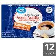 Great Value French Vanilla Ground Coffee Single Serve Cups Light Roast 12 Count (Pack of 2)
