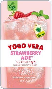 Yogo Vera Strawberry Ade Korean Drink Pouches – Authentic Korean Convenience Store Beverage with Sweet Strawberry Flavor Refreshing Juice Pouch (10 Pack)