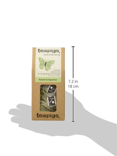Teapigs Fennel &amp Liquorice Herbal Tea Bags Made With Whole Tea Leaves Natural Ingredients Non-GMO Caffeine-Free – 90 Count (6 Packs of 15 Teabags)