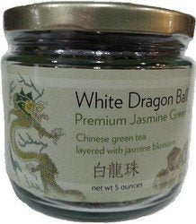 White Dragon Ball Premium Jasmine Green Tea - Loose Leaf (5 Ounce Jar)