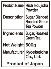 Rich Hojicha Powder (Roasted Green Tea Powder Mix) - from Kyoto - 17.6oz (500g) - containing first flush twig tea - for making Drinks or Japanese Sweets