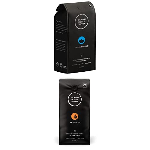 Kicking Horse Coffee Three Sisters Medium Roast Ground 10 Oz. Bag + Kicking Horse Coffee Smart Ass Medium Roast Ground 10 Oz. Bag Bundle/Value Pack