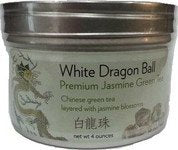 White Dragon Ball Premium Jasmine Green Tea - Loose Leaf (4 Ounce Tin)
