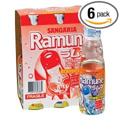 Sangaria Ramune japanese soda Orange 6-bottle pack Imported from Japan 6.76-oz