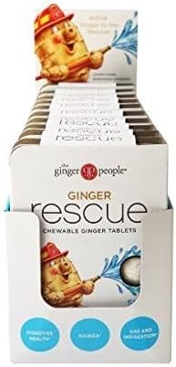 Ginger Rescue® Chewable Tablets by The Ginger People® – Drug Free Digestive Health 5.5 oz Chewable Tablets Strong Ginger Flavor 0.55 Oz 10 Count Caddy (240 Tablets)