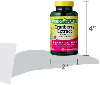 Spring Valley Cranberry Extract Vegetarian Capsules 500mg 60 Count + Dri Store Sticker.