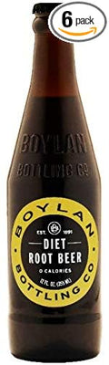 Boylan Bottling Pure Cane Sugar Soda Pop Diet Root Beer 12 oz Glass Bottles (Pack of 6)