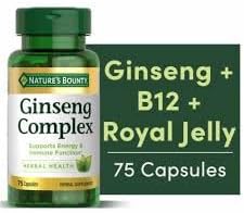 Nature's Bounty Ginseng Complex Herbal Health Capsules 75 ea (Pack of 3)
