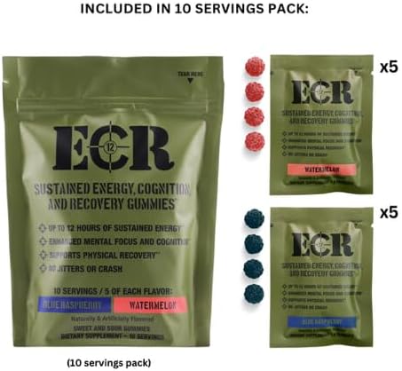 Energy Focus Recovery Gummies - Blue Raspberry + Watermelon Flavors - Caffeine