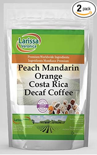Peach Mandarin Orange Costa Rica Decaf Coffee (Gourmet Naturally Flavored Whole Coffee Beans) (8 oz ZIN: 565610) - 2 Pack