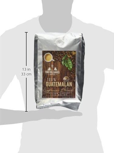 Two Volcanoes Ground Coffee - Dark Roast Espresso Blend - 2 lb bag - Guatemala Delicious Gourmet Coffee. Great for French Press. Get The Kick Enjoy The Smoothness!