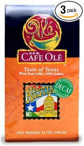 HEB Cafe Ole Whole Bean Coffee 12oz Bag (Pack of 3) (Decaf Taste of Austin - Medium Dark Roast (Full City))