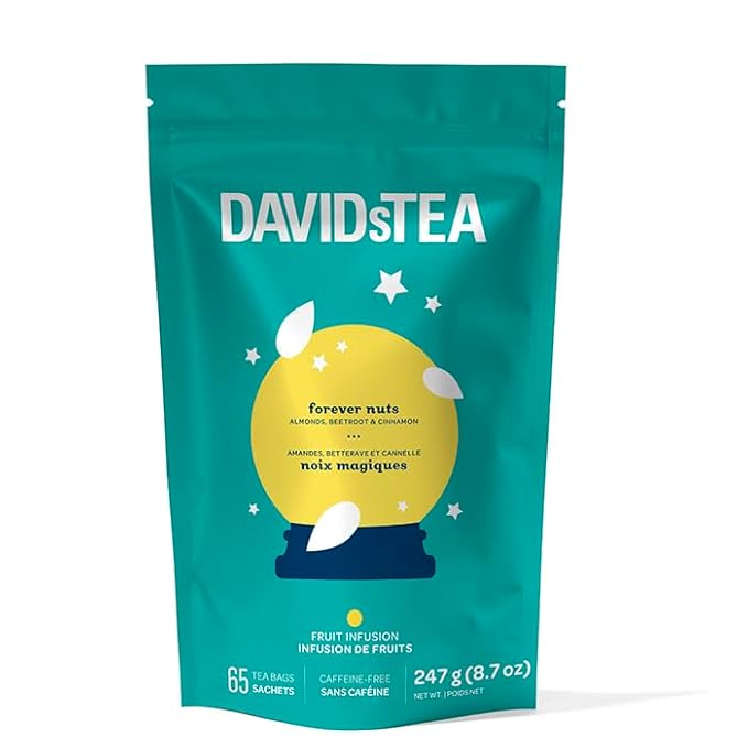 DAVIDsTEA Forever Nuts Herbal Tea – Caffeine-Free Tea Bags with Apple Almond &amp Cinnamon – 65 Tea Bags – Sweet &amp Nutty Dessert-Inspired Blend