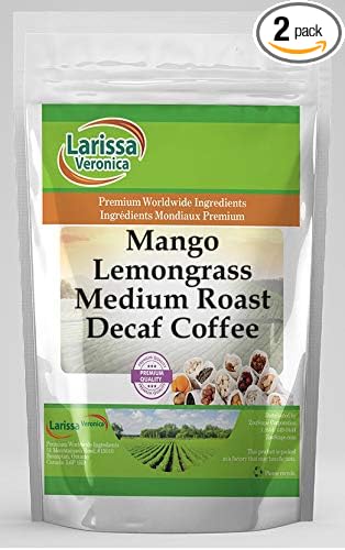Mango Lemongrass Medium Roast Decaf Coffee (Gourmet Naturally Flavored Whole Coffee Beans) (8 oz ZIN: 560857) - 2 Pack