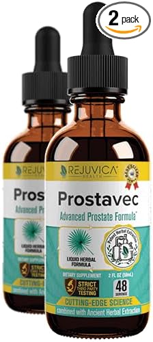Prostavec Advanced Prostate Support Supplement - Liquid Formula for Faster Absorption with Pygeum Saw Palmetto Stinging Nettle + Turmeric &amp Damiana - Vegan Non-GMO - 4 fl oz