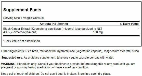 Swanson Black Ginger Extract - Promotes Healthy Blood Circulation and Physical Vigor - May Aid Heart Health Muscle Tissue and Mental Wellbeing - (30 Veggie Capsules 100mg Each) (2 Pack)