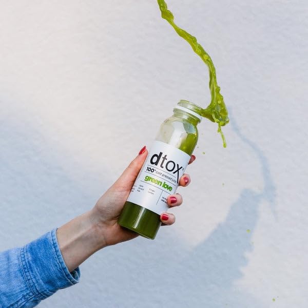 Dtox Juice – Green Love (12-Pack 12oz Bottles) | Cold-Pressed Apple Spinach Kale Ginger &amp Lemon | No Added Sugar Smooth Flavor