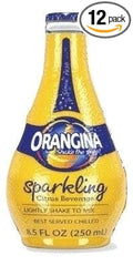 Orangina Sparkling Fruit Drink Made with Real Orange Pulp (8.5oz Glass Bottles (Pack of 12))