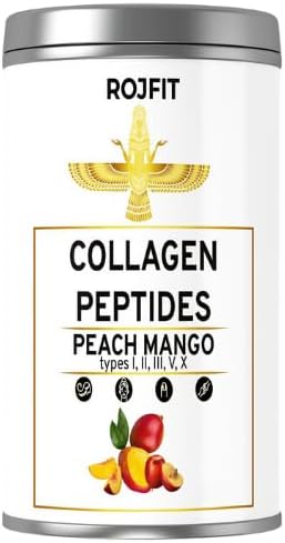 Collagen Powder Drink Mix with Types 1-5 Mango Peach Flavor for Skin Joint and Bone Health 200 gr / 8.82 oz