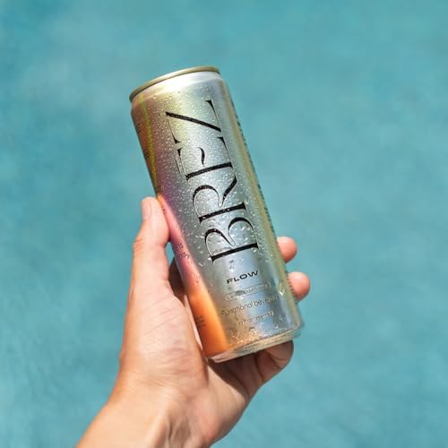 BRĒZ FLOW Lion’s Mane Mushroom Drink 8 Pack Lemon Elderflower Supports Mood &amp Focus Non-Alcoholic Sparkling Adaptogen Drink Functional Mushrooms Feel Clear Calm &amp Refreshed- 12 Fl oz Can
