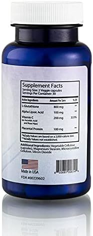 Relumins Advanced White Glutathione Capsules - Max Strength Brightening Supplement with ALA Placenta Rose HIPS &amp Vitamin C - Fights Oxidative Stress Supports Collagen &amp Made in USA - 10 Bot