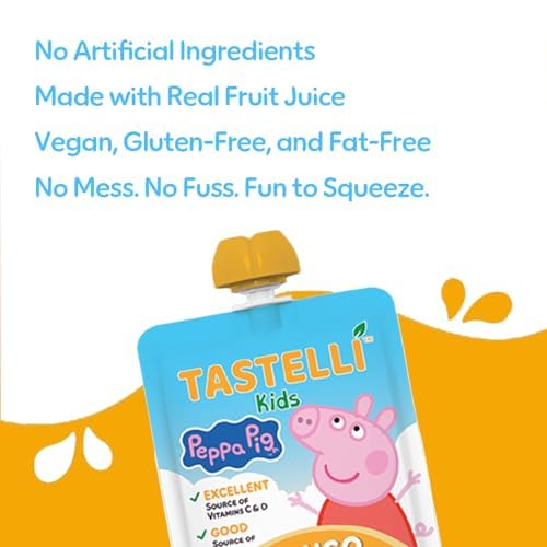 Tastelli Peppa Pig Kids Squeezy Fruit Gel – Mango Flavor – No Artificial Sweeteners or Flavors Made with Real Fruit Juice Fiber-Rich Prebiotic Gut Support Vitamins C &amp D Vegan Gluten-Free - 2