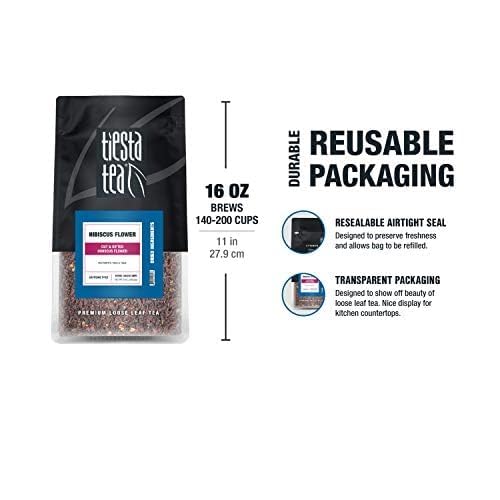 Tiesta Tea - 3lb Hibiscus Flowers Cut &amp Sifted Loose Tea 3lb1360g Bulk Resealable Bag Raw Hibiscus Flower Agua Fresca Flor de Jamaica Baked Goods Dressings Jams Soaps &amp More 3-Pack