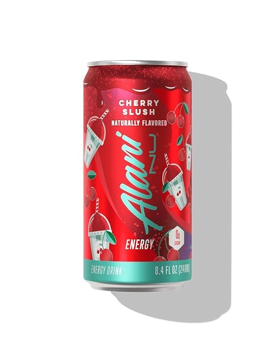 New Alani Sugar Free Energy Drinks - Juicy Peach Cherry Slush Mini Cans Variety Pack 8.4oz (12 Pack)