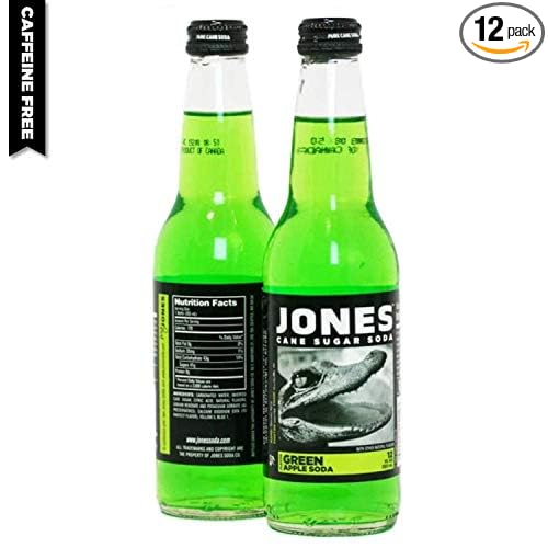Jones Soda 12 ounce Glass Bottles (Green Apple 12 Bottles)