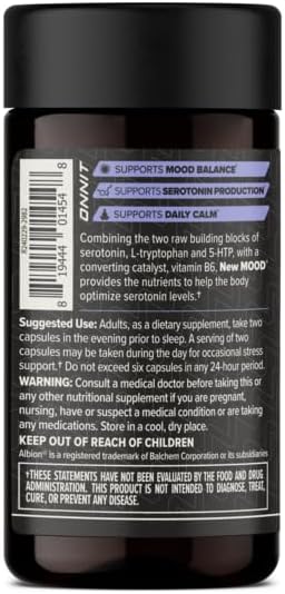 ONNIT New Mood Daily Stress Support Capsules IGEN Non-GMO Tested Sleep and Mood Support Supplement for Men and Women Daily Stress Management Capsules 60 Count