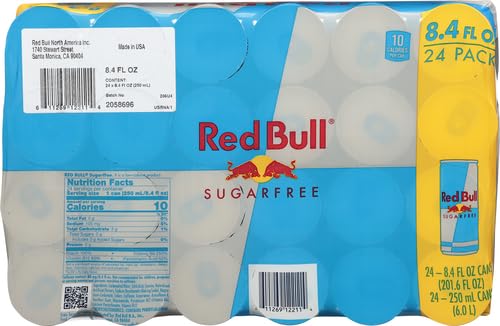 Red Bull Sugar Free Energy Drink 8.4 Fl Oz 24 Cans (Pack of 2)