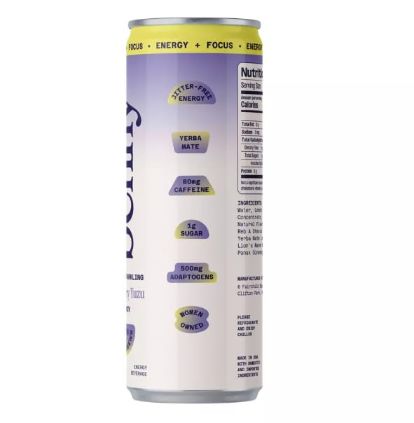 Benny Blackberry Yuzu Lightly Sparkling Energy Drink Refreshing Citrus Berry Flavors Clean Energy with Natural Caffeine Low Sugar 12 fl oz Can