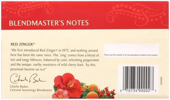 Celestial Seasonings Tea Caffeine Free Herbal Tea Red Zinger 20 ea ( Pack of 12)