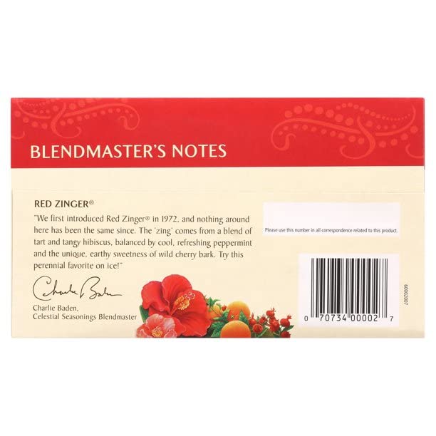 Celestial Seasonings Tea Caffeine Free Herbal Tea Red Zinger 20 ea ( Packs of 6)