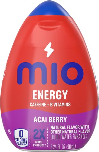 MiO Energy Acai Berry Storm Naturally Flavored with other natural flavors Liquid Water Enhancer Drink Mix with Caffeine &amp B Vitamins with 2X More (3.24 fl. oz. Bottle) (Pack of 4)