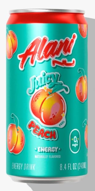 Alani Mini Energy Drinks | Cherry Twist Juicy Peach &amp Cherry Slush | Sugar free Low Calorie Energy Drinks 8.4 Fl Oz Cans (Pack of 12)