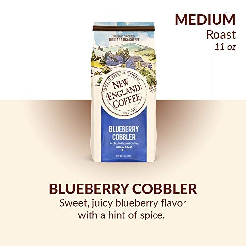 New England Coffee Ground Coffee Blueberry Cobbler Medium Roast 11oz Bag (Pack of 3)