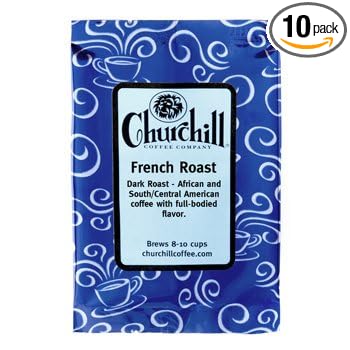 Churchill Coffee French Roast 10 Portioned Packs -1.5 oz each - Ground - Unflavored Coffee